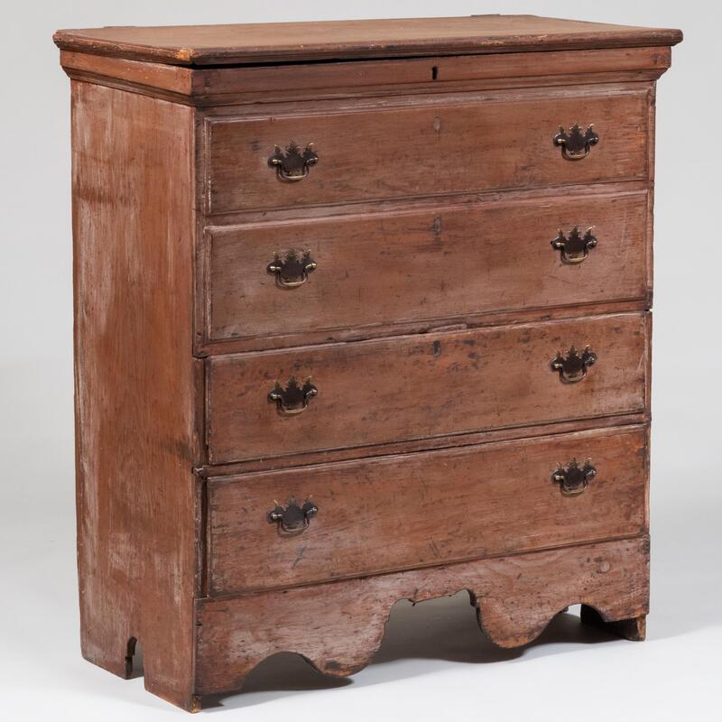 Appraisal: Connecticut Painted Tall Chest of Drawers Fitted with a hinged