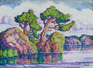 Appraisal: Landscape by Birger Sandzen Birger Sandzen - watercolor on paper