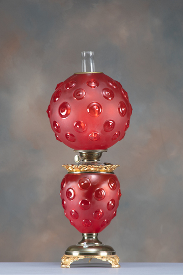 Appraisal: Antique Gone With The Wind style red Table Lamp circa