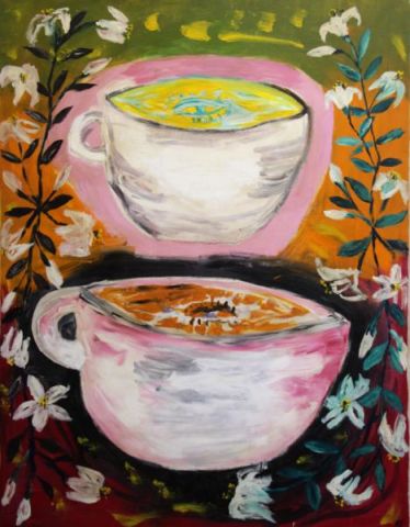 Appraisal: JUAREZ Roberto Oil on Canvas Two Cups NYC Initialed RJ