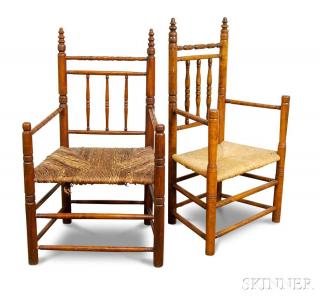 Appraisal: Turned Maple and Oak Carver's Chairs ht to in Estimate