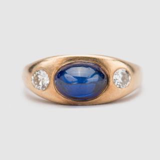 Appraisal: K Yellow Gold Sapphire and Diamond Ring K Yellow Gold