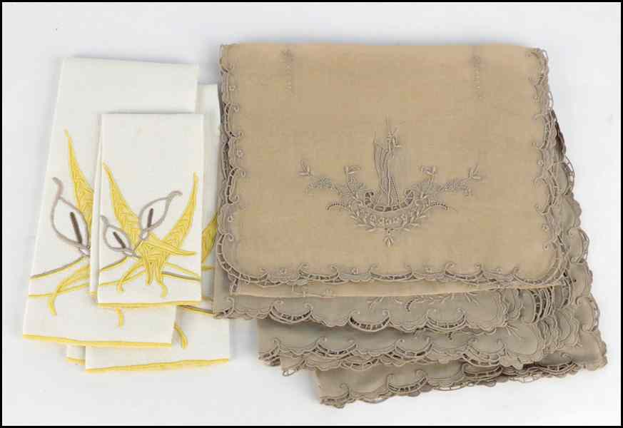 Appraisal: MARGHAB TABLE RUNNER EIGHT MARGHAB DINNER NAPKINS AND THREE MARGHAB