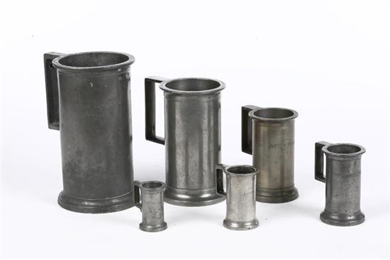 Appraisal: SET OF PEWTER MEASURES French th century Six graduated measures