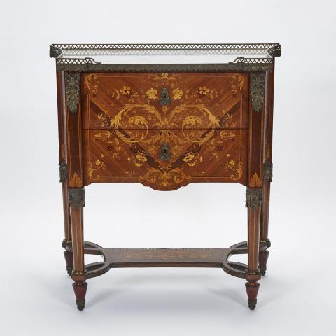 Appraisal: Edwardian Ormolu Mounted Marquetry Inlaid Rosewood Escritoire Chest on Stand