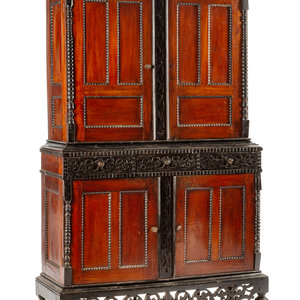 Appraisal: A Dutch Colonial Parcel Ebonized Mahogany Cabinet th Century Height