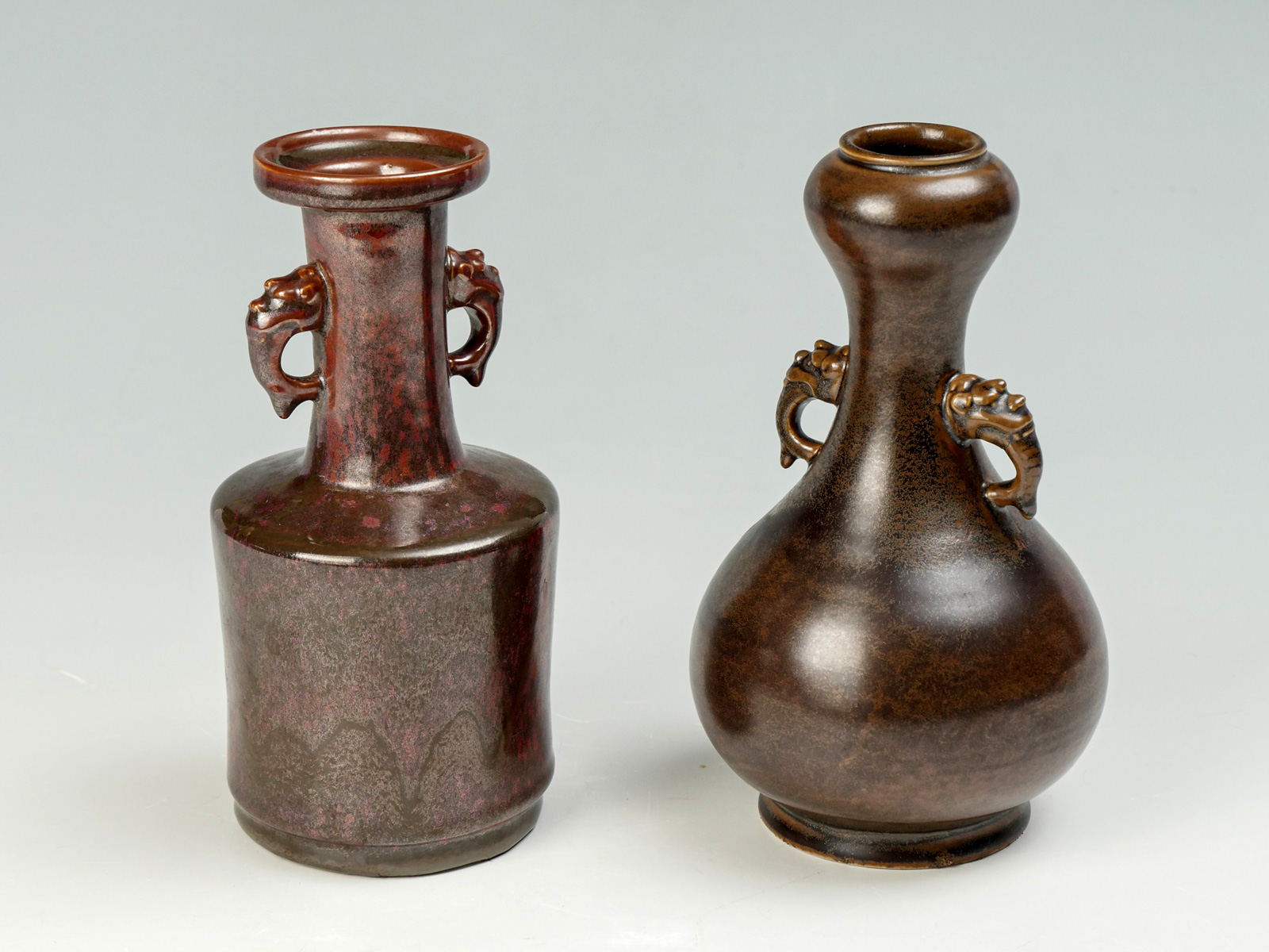 Appraisal: PIECE CHINESE BROWN GLAZED BOTTLE VASES - Gourd form vase