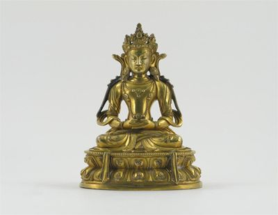 Appraisal: A Chinese gilt bronze figure of Amitayus Buddha seated in