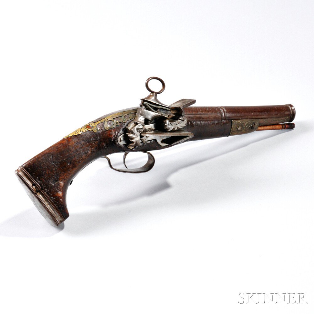 Appraisal: Spanish Miquelete-lock Pistol c late th early th century walnut