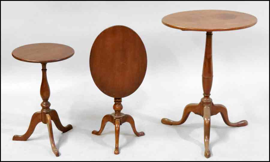 Appraisal: TWO MAHOGANY TILT TOP TABLES Together with another mahogany side