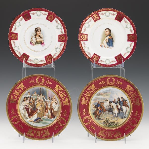 Appraisal: FOUR NAPOLEONIC COMMEMORATIVE PORCELAIN PLATES Two plates diameter each depicting