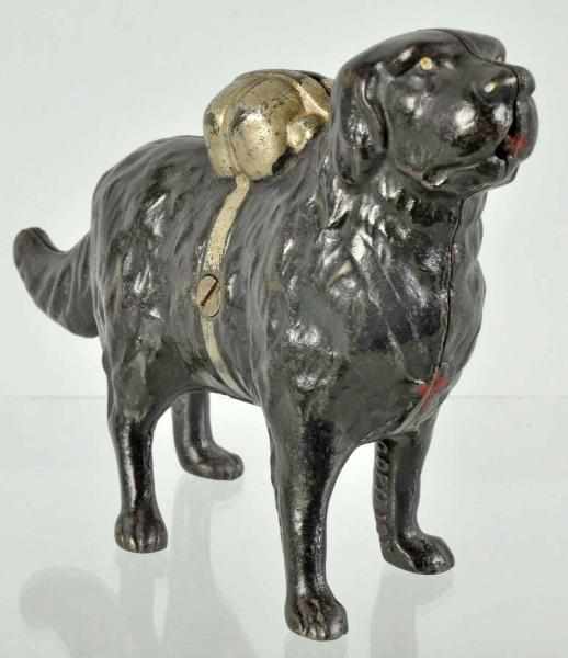 Appraisal: Cast Iron Water Spaniel with Pack Still Bank Description Circa