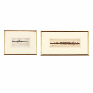 Appraisal: Two Panoramic Waterscapes etchings th century the first Joseph Pennell