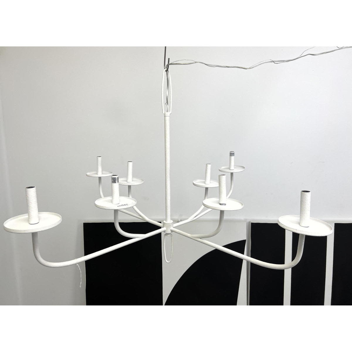 Appraisal: Giacometti style White Painted Metal Chandelier Eight arms support candle