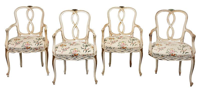 Appraisal: Set of Four Chippendale Style Open Armchairs th century each