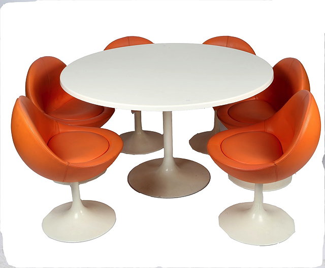 Appraisal: Johansson Design MarkarydSwedish 'Tulip' table and six 'Venus' chairsthe chairs