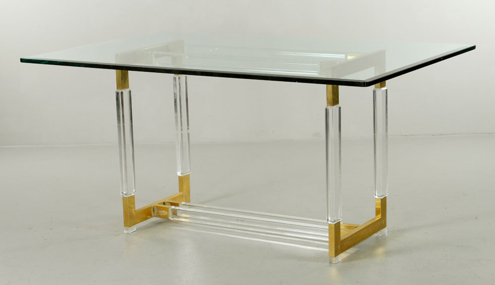 Appraisal: - Modern Lucite and Brass Table Modern table lucite and