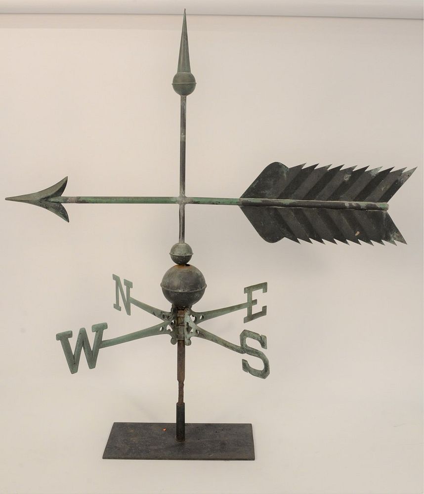 Appraisal: Arrow Copper Weathervane with zinc tip and directionals on stand