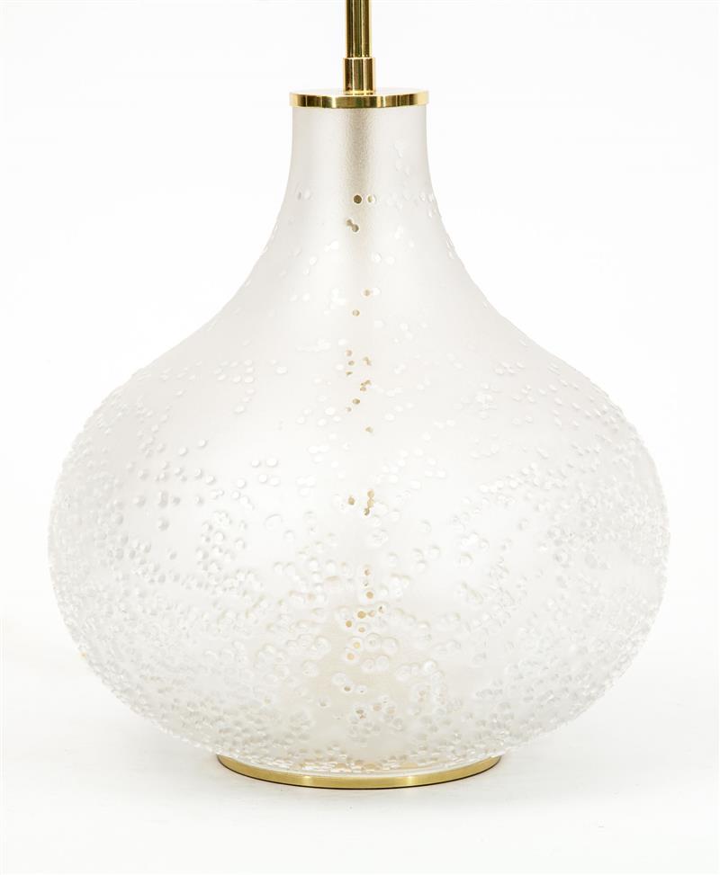 Appraisal: Lamp French c Frosted glass in overall x in diam