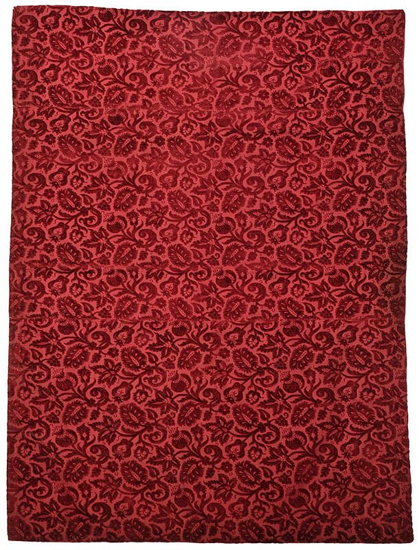 Appraisal: Fine Italian Crimson Cut Velvet Silk Panel possibly th th