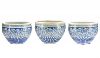 Appraisal: Set of Chinese Export Blue and White Jardinieres Chinese th