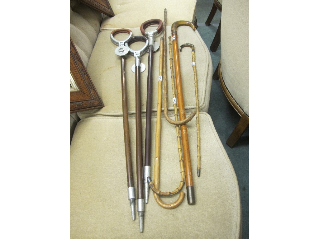 Appraisal: Five assorted walking sticks and three shooting sticks