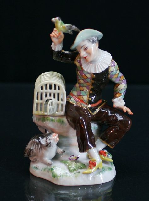 Appraisal: Meissen figure 'The Bird Catcher' 'Comedia Del Arte' cms high