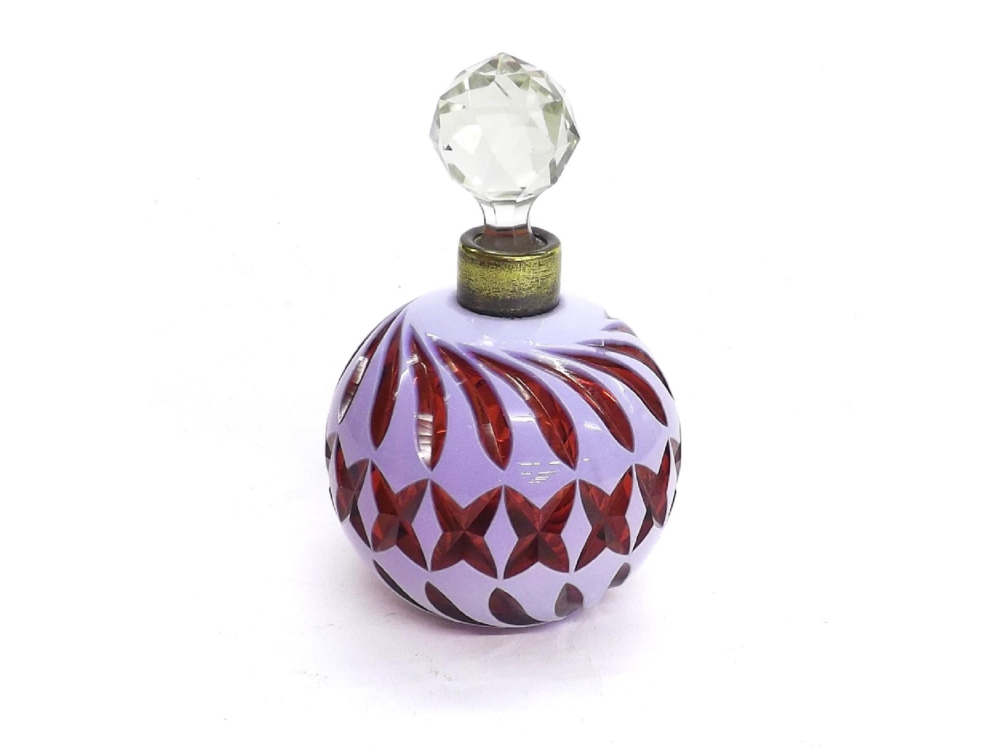 Appraisal: Victorian opaline overlaid glass scent bottle with prismatic stopper high