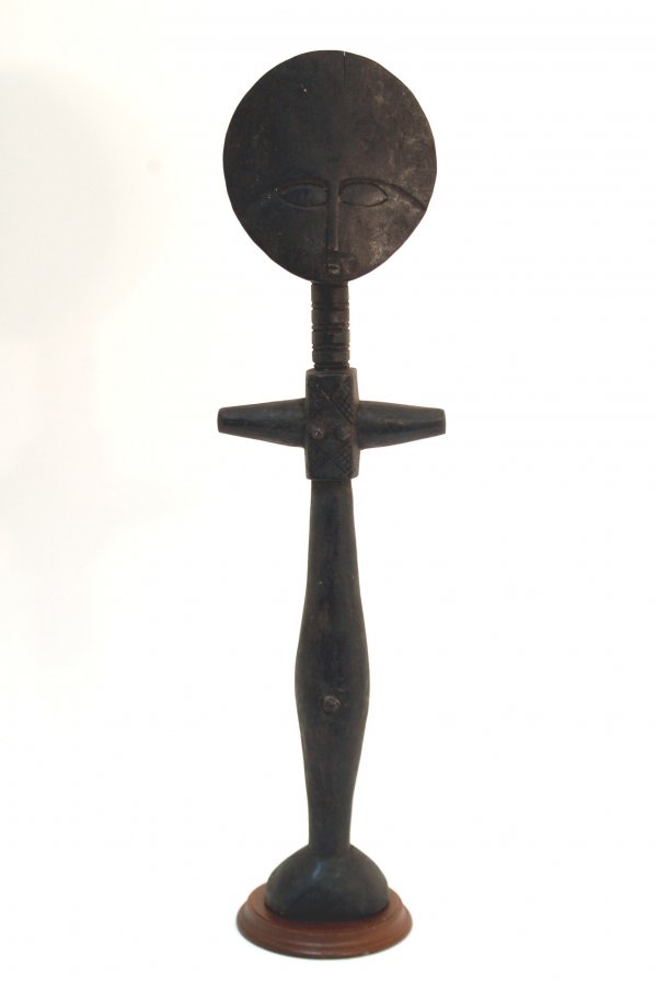 Appraisal: Ashanti Akuaba doll with black patina having typical elongated stylized