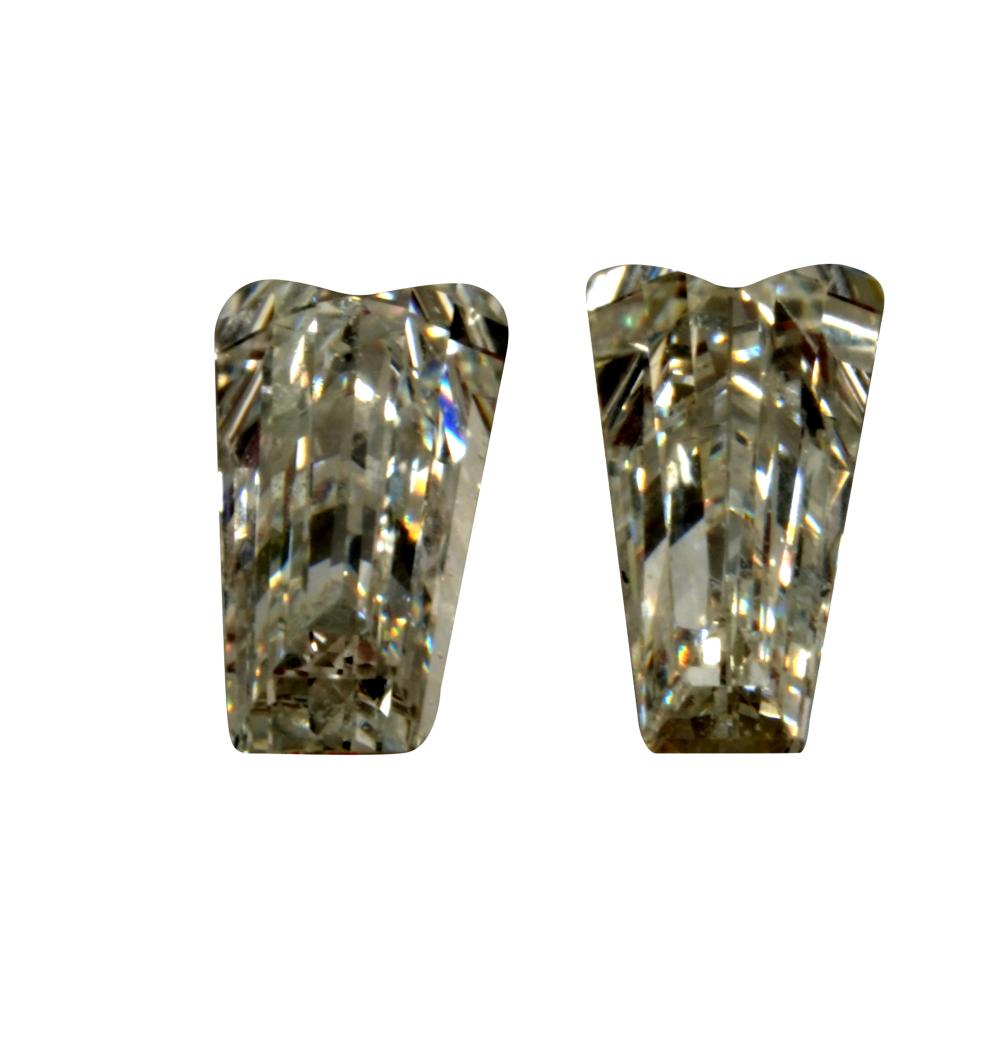 Appraisal: TWO LOOSE TAPERED BAGUETTE-CUT DIAMONDSeach weighing carats H VVS average