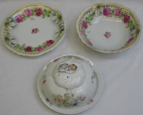 Appraisal: A GROUP OF THREE PORCELAIN TABLE ACCESSORIES One is a