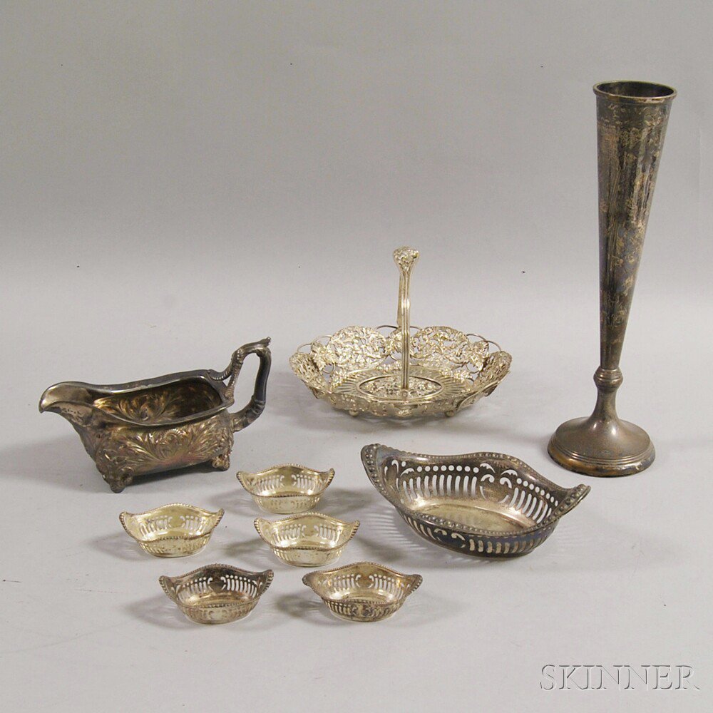 Appraisal: Eight Sterling Silver Dishes and a Vase a Gorham reticulated