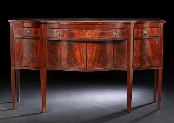 Appraisal: Fine American Colonial Revival Marquetry-Inlaid and Line-Strung Mahogany Sideboard in