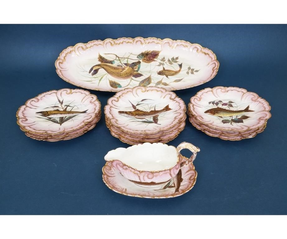 Appraisal: Ten Limoges fish plates together with a matching fish platter