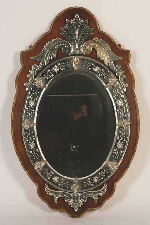 Appraisal: A PAIR OF VENETIAN OVAL GLASS WALL MIRRORS each with