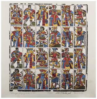 Appraisal: Two Silkscreen Serigraph Reprints of Mid-Seventeenth Century Playing Card Including