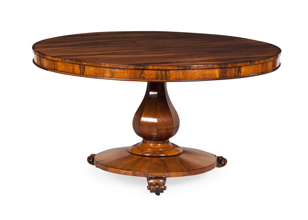 Appraisal: EARLY VICTORIAN ROSEWOOD BREAKFAST TABLE MID TH CENTURY the circular