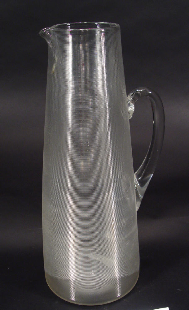 Appraisal: Large Victorian glass conical jug with banded decoration cm high