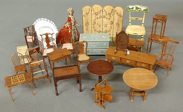 Appraisal: - Group of miniature furniture and accessories scale TI makers