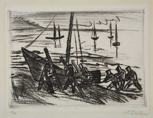 Appraisal: MAX PECHSTEIN Kahnrichten I Etching with drypoint x mm x