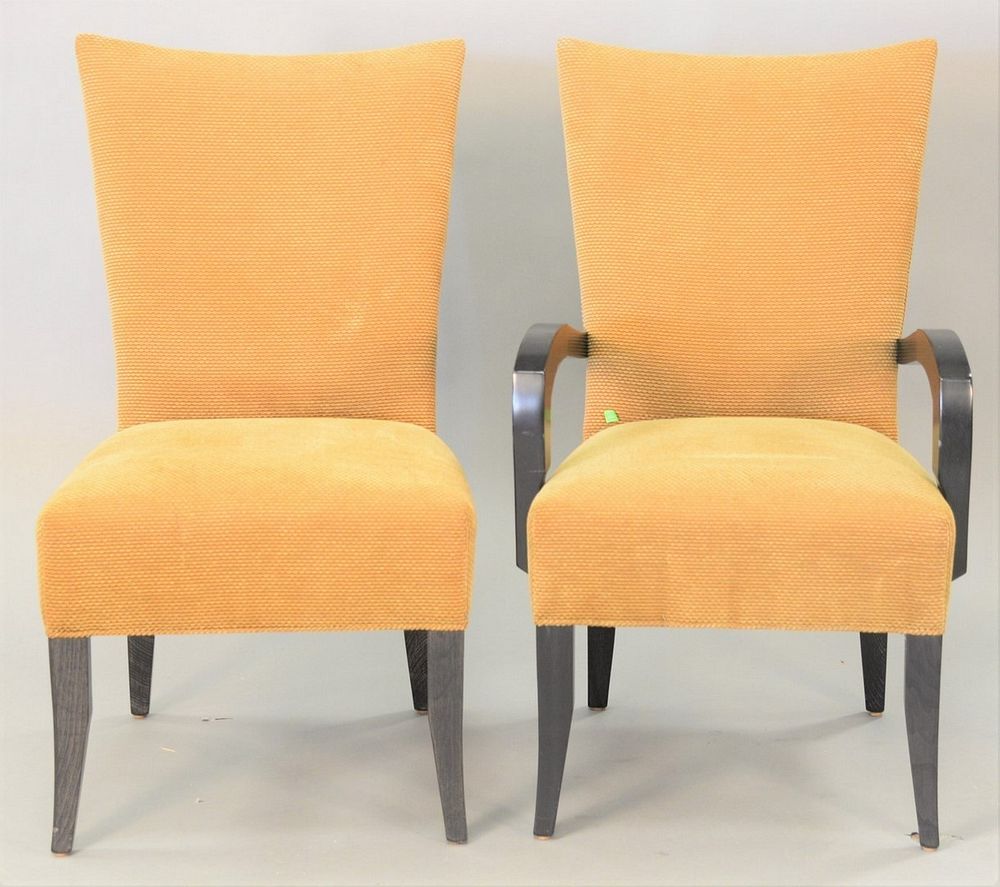 Appraisal: Set of eight contemporary upholstered dining chairs to include arm