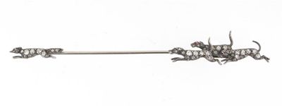 Appraisal: A late th Century fox and hounds jabot pin The