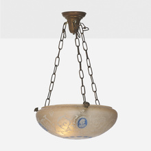 Appraisal: Pairpoint HANGING FIXTURE USA c obverse- and reverse-painted frosted glass