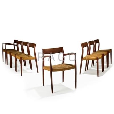 Appraisal: NIELS O MOLLER J L MOLLER Set of eight chairs