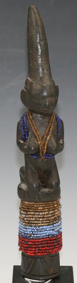 Appraisal: CARVED AND BEADED YORUBA FERTILITY STATUE '' h