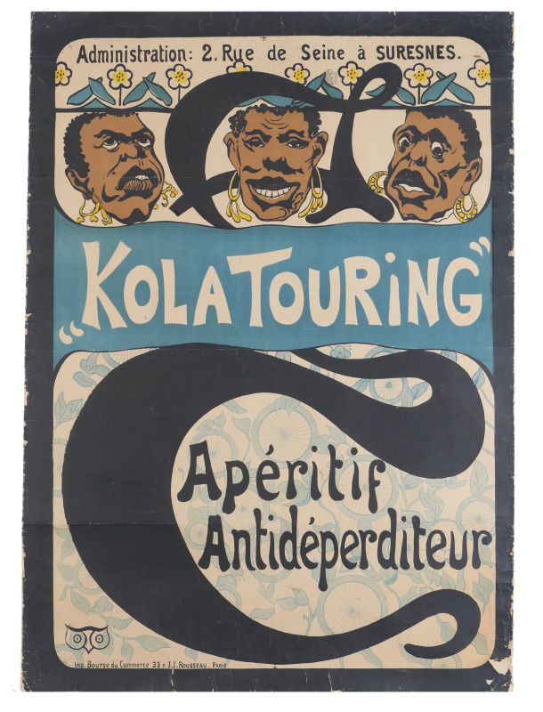 Appraisal: RARE FRENCH KOLA TOURING ADVERTISING POSTER Lithograph figures of African