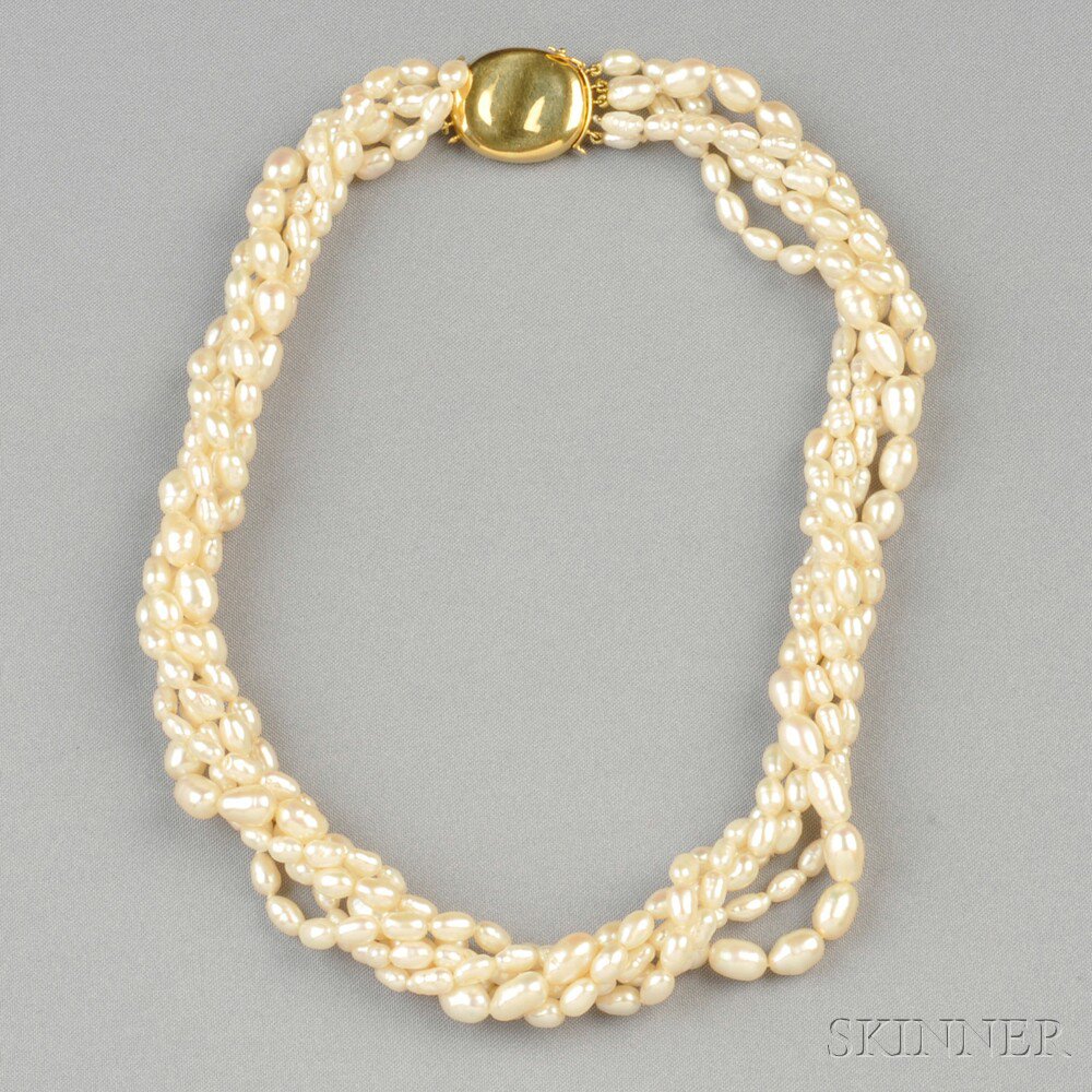 Appraisal: Multi-strand Freshwater Pearl Necklace Tiffany Co composed of five strands