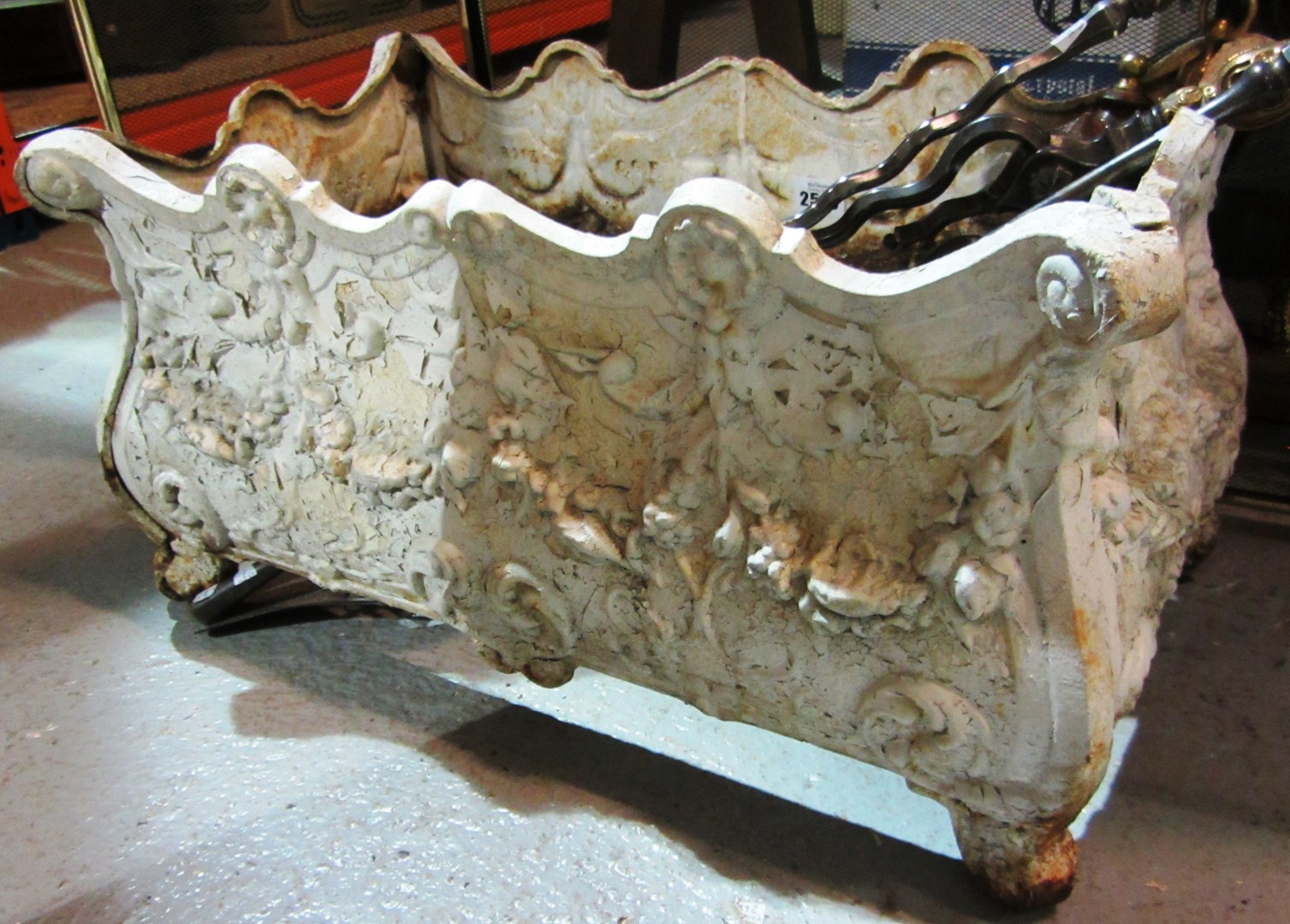 Appraisal: A white painted cast iron planter