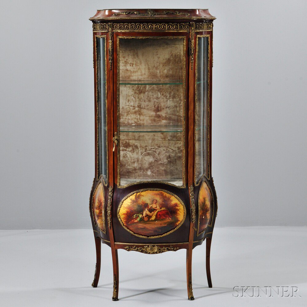 Appraisal: Continental Rococo-style Vernis Martin and Ormolu-mounted Vitrine th century applied