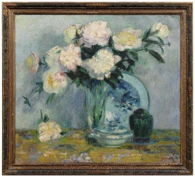 Appraisal: Bernhard Gutmann painting New York - still life with peonies